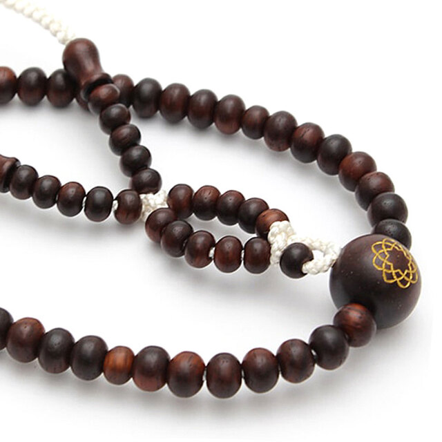 木製念珠 素挽紫檀 八葉紋入